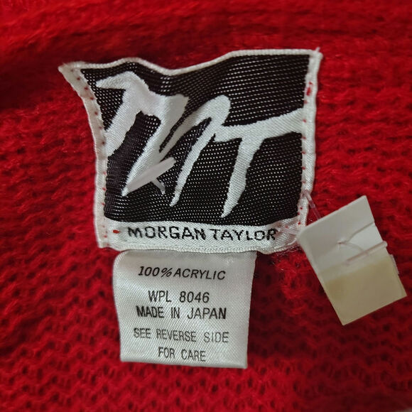 1980s Red Knit Cardigan Open Front Pleated Shoulder Round Hem Sweater One Size - Picture 9 of 9